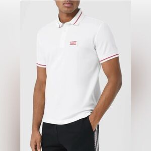 Burberry Men's Grenford Polo White & Red size large brand new AUTHENTIC